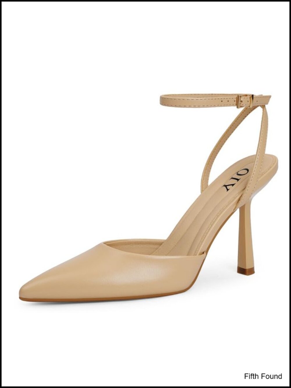 Closed Toe Stiletto Heels with Ankle Strap, PU Faux Leather, Pointed Toe